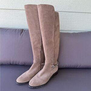 Karl Lagerfeld beige suede knee high boots